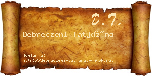 Debreczeni Tatjána névjegykártya