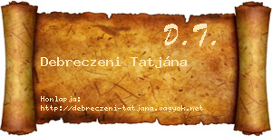 Debreczeni Tatjána névjegykártya